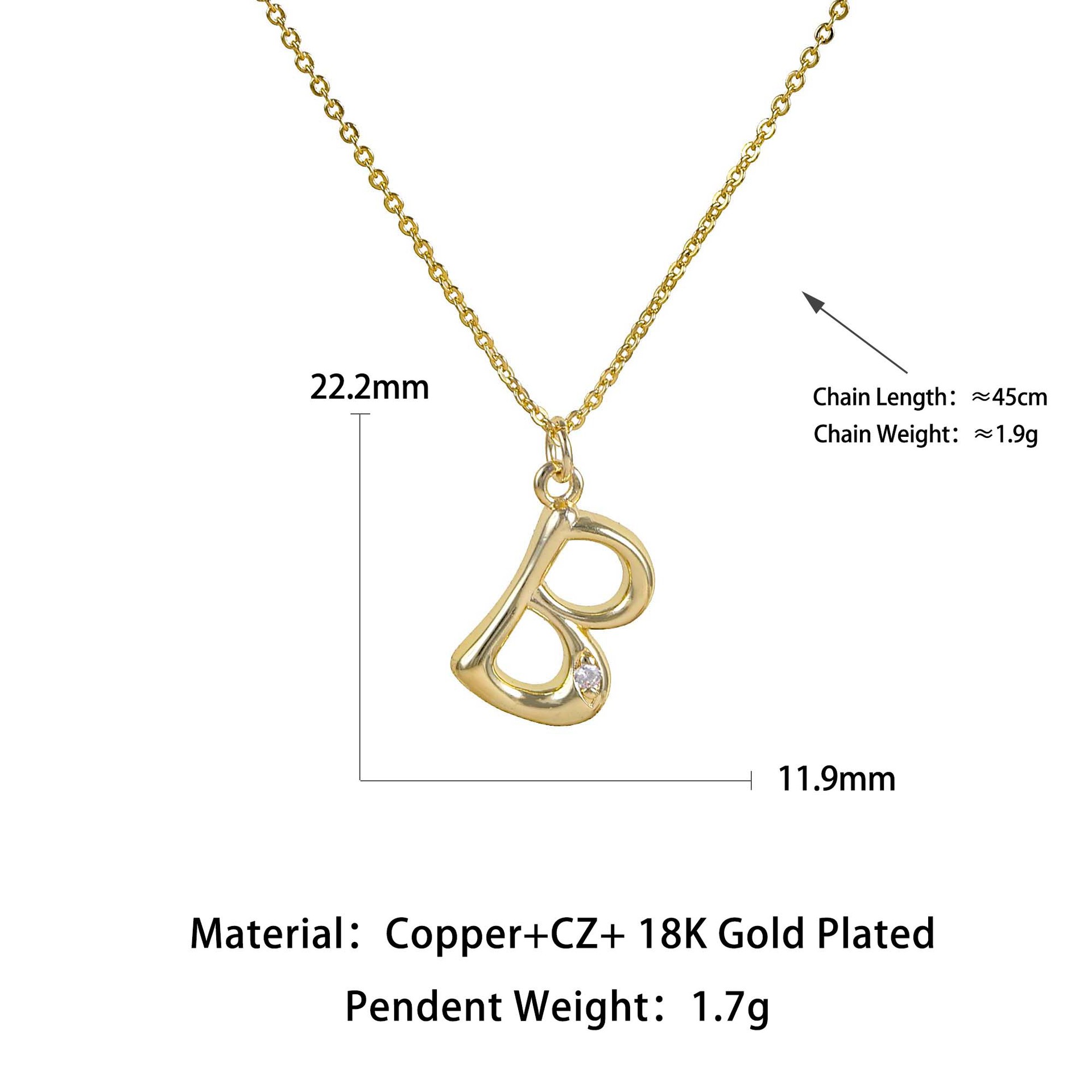 Designer Jewellery High Quality 18K Gold Plated Initial Letter Charm Necklace with Zircon Accents for All Occasions Personalized Gift Textured Elegant