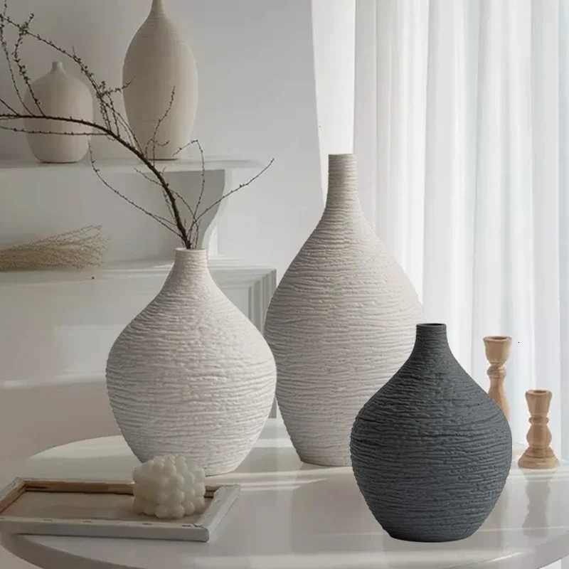 White Ceramic Vase Decoration for Home Nordic Luxury Narrow Mouth Flower Pot Living Room Interior Office Desktop Decor Gift C251124