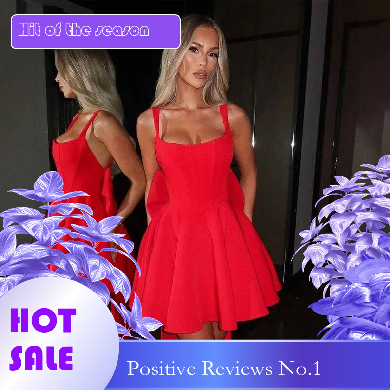 Dongdumaoyi Townlike Waist Wrap A Line Dress Women Spaghetti Strap Mini Spring Summer Nightclub Sexy Party Dresses