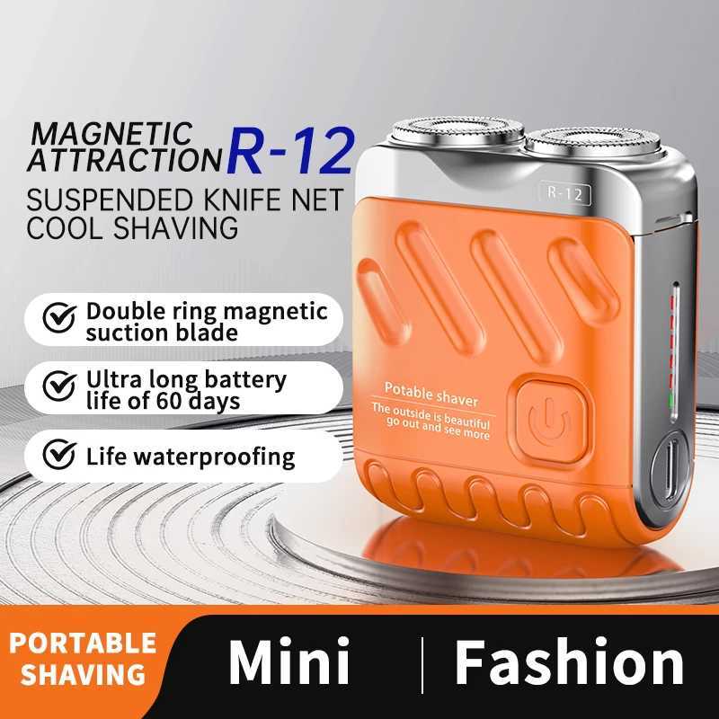Mini Electric Shaver Dual Head Waterproof Type-C Rechargeable Shaver Travel Rotary Razor Mens Portable Hair Beard Trimmer Tool L2511241