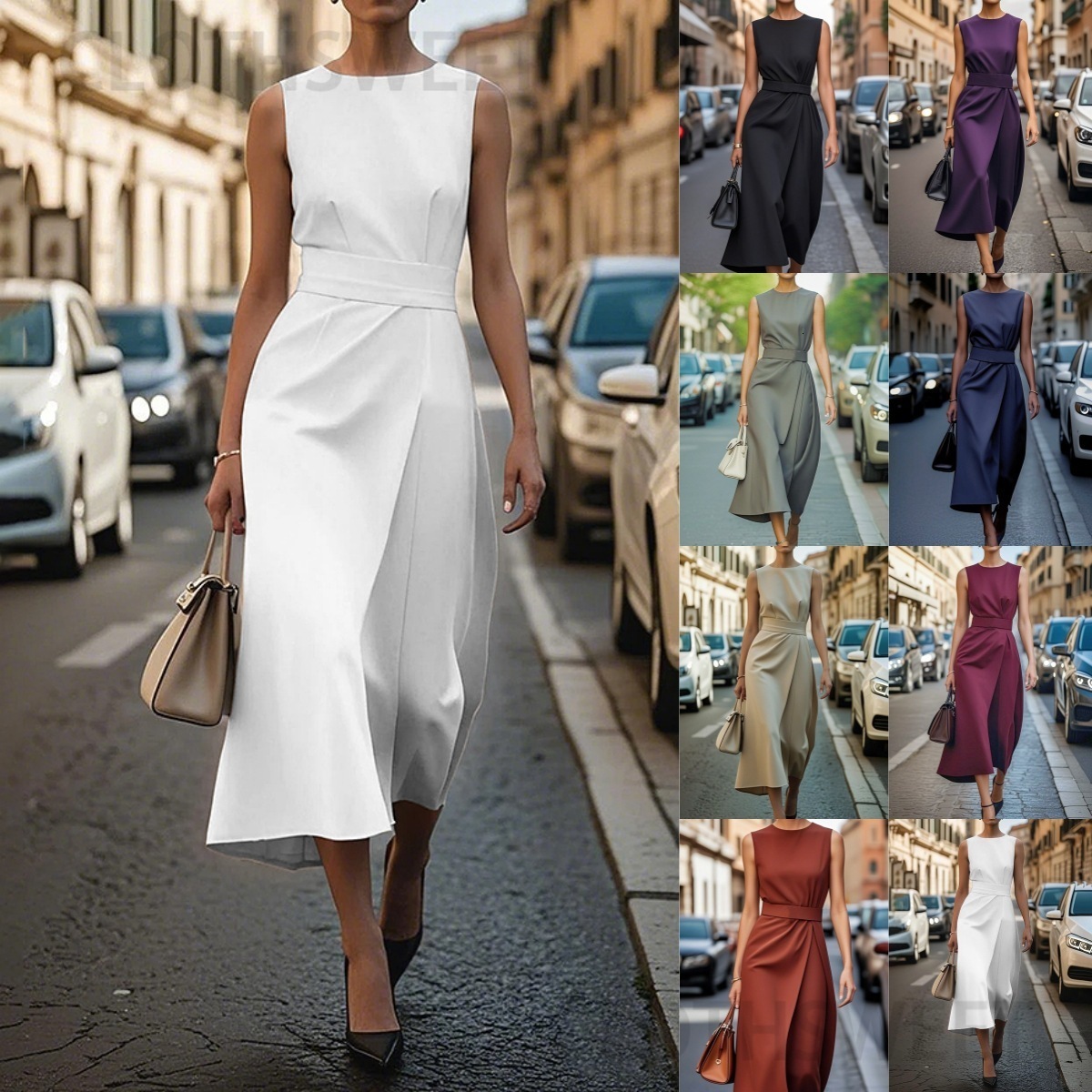 2025 new summer sleeveless round neck fashionable casual long dress for women