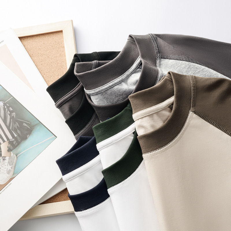 230G 32 Count Ice Feel Cotton Raglan Sleeve Short T-Shirt Men's Contrast Color Popular Youth Loose Half Sleeved Clothes