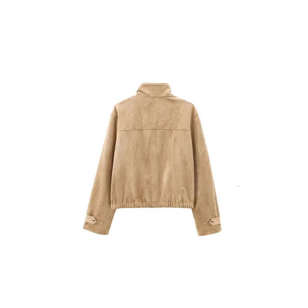 Designer Clothes Autumn New Women's Wear High-Quality Texture Fashionable All-Match Half-High Collar Long-Sleeved Suede Jacket