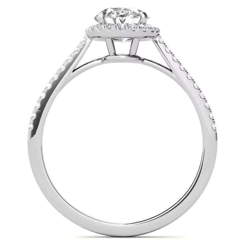 PYQ Fine Jewelry 1.5ct 6x8mm Oval Cut Rhodium Plated D/vvs1 Moissanite Halo Engagement Ring