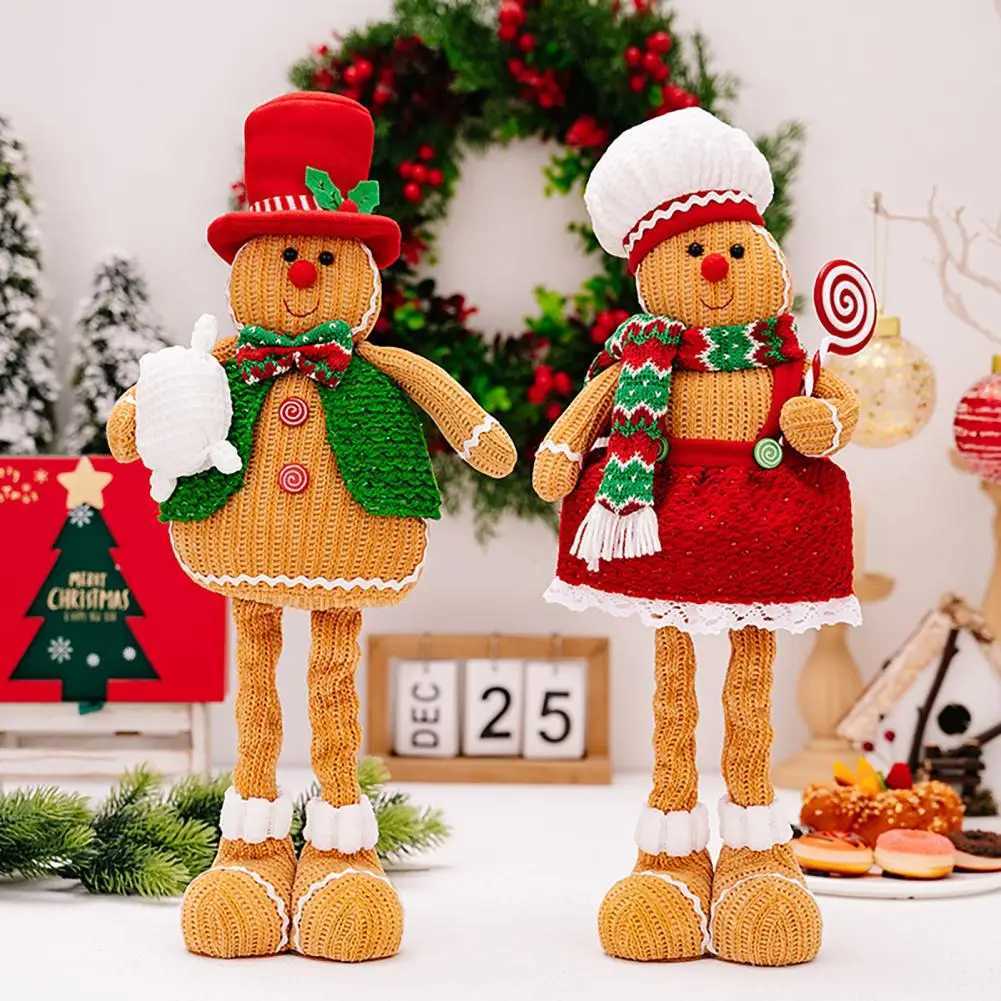 Gingerbread Man Doll Christmas Themed Stuffed Christmas Gingerbread Man Plush Dolls for Xmas Party Decor Boy Girl Telescoping H251124