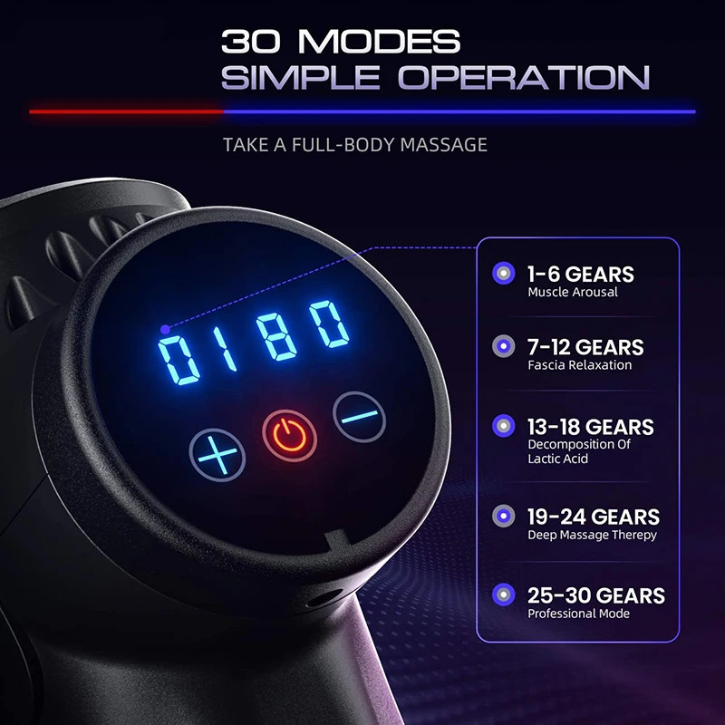 Deep Muscle Massage Gun Electric Percussion Pistol Massager For Body Neck Back Leg Fitness Tool 30 Levels 250424