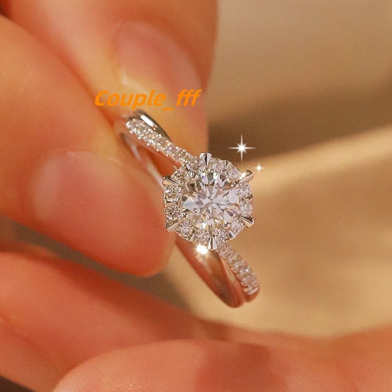 S925 Sterling Silver Diamond Moissanite Ring 0.5ct/1ct/2ct Classic Six Claws Wedding Engagement Rings for Women