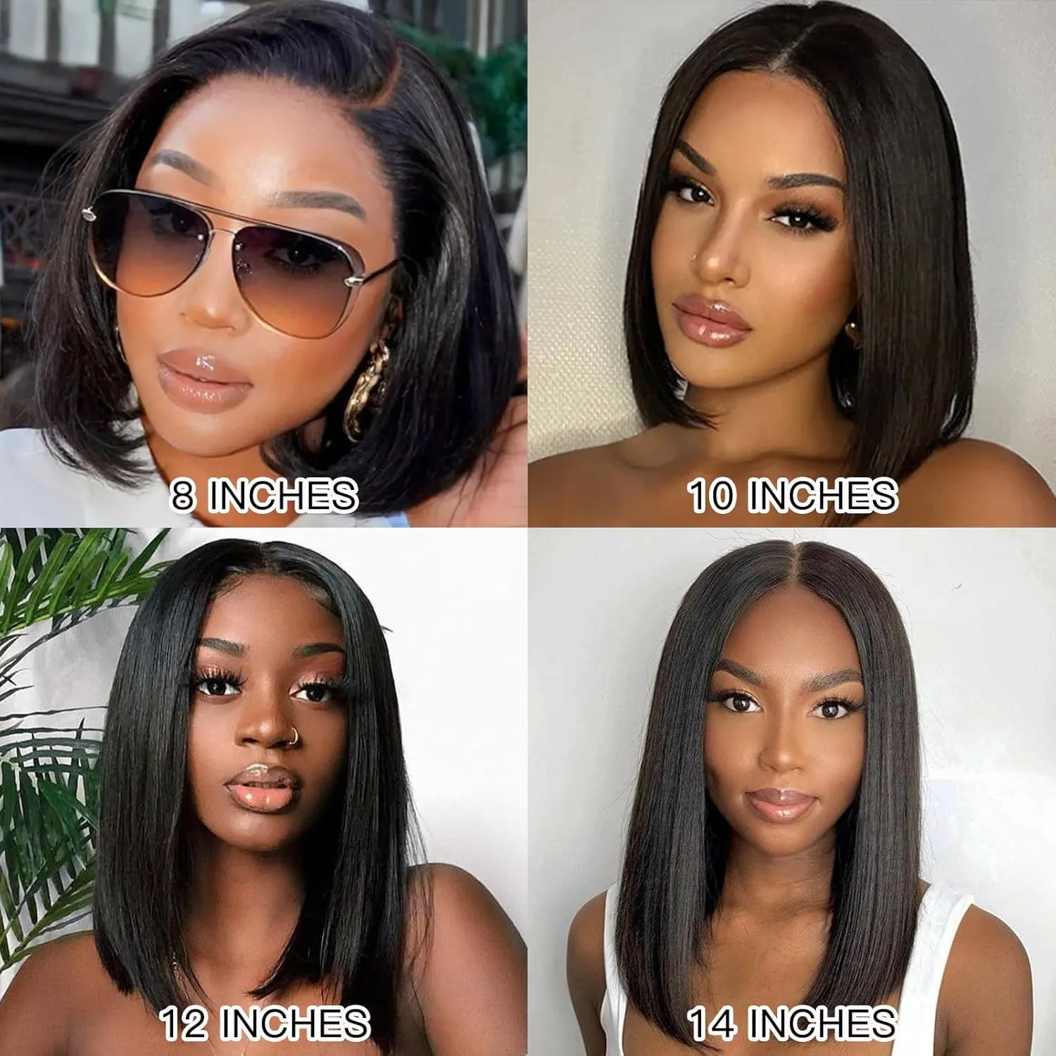 Black Colored Short Bob Human Wigs For Black Women Brazilian Straight Huamn Hair 13x4 HD Transparent Lace Front Hair Wig Lace Frontal Wig Pre Plucked 