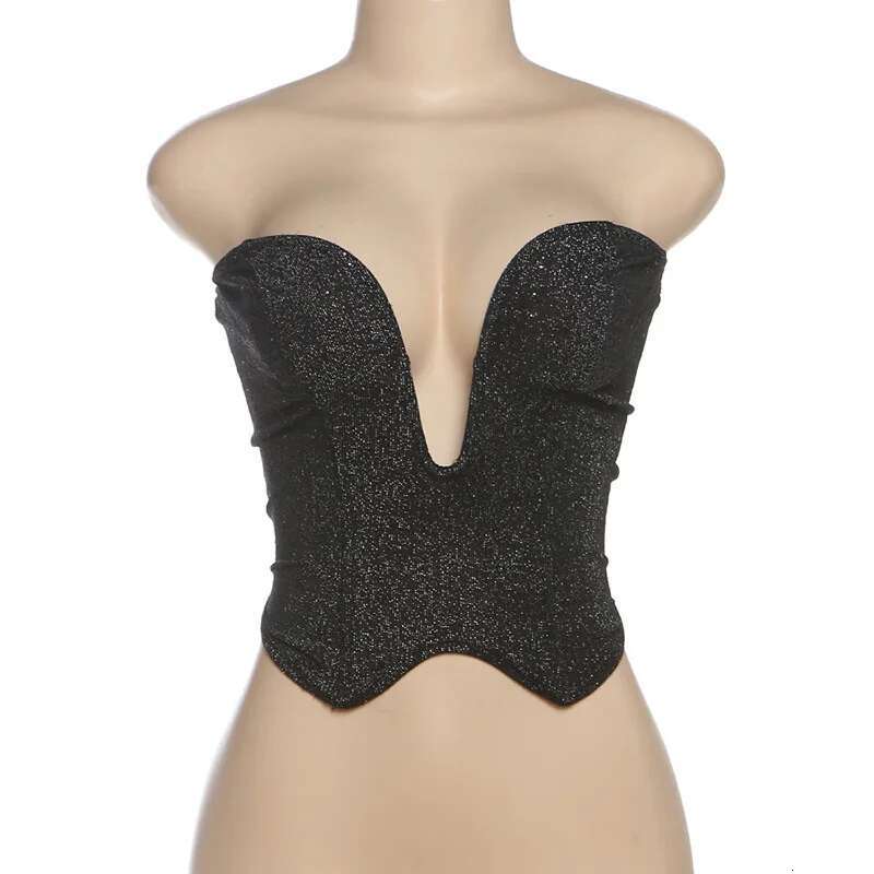 Dongdumaoyi Townlike Slim Bodycon Wrap Waist Sparkle Glitter Sexy Party Crop Women Corset Top Spring Summer Streetwear Women S Tight Underwear