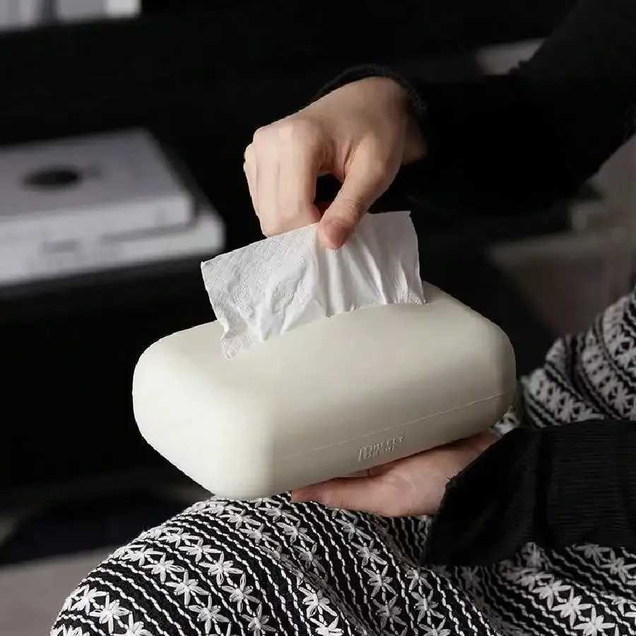 Light Luxury Tissue Box Soft Waterproof Tissue Box Cover Silicone Reusable Wet Wipe Box Holder Bathroom Kitchen Paper HolderM251124