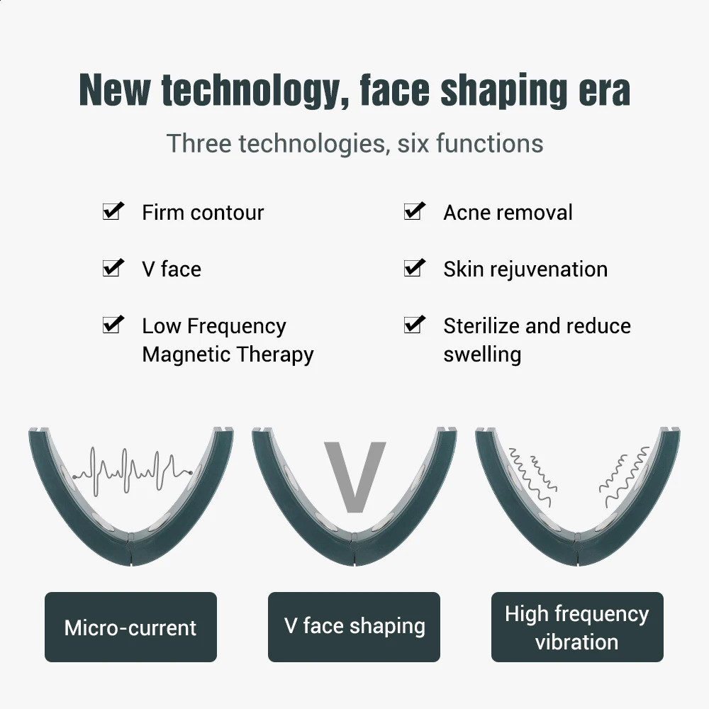 Electric V-face Massager 6 Mode 9 Levels Heating Vibrating Facial Slimming MassagerBeauty and Face Thinning Instrument 250418
