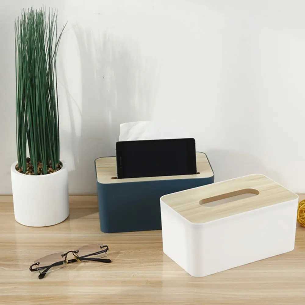 Household Tissue Box Cover Removable Desktop Tissue Holder Home Office Bathroom Paper Storage Case Table DecorationM251124