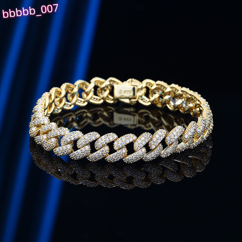 High Quality Large Gold Plated Iced Out Sterling Silver Cuban Link Chain Necklace for Men