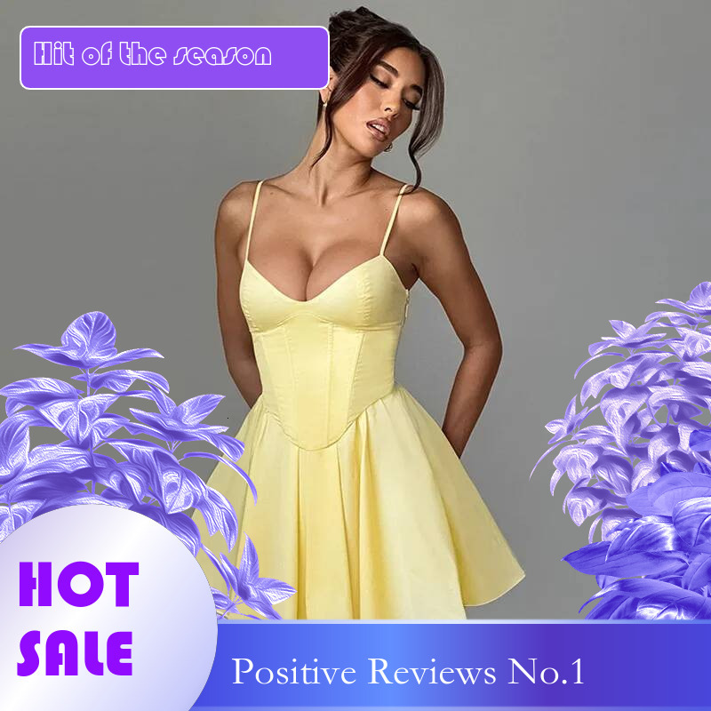Dongdumaoyi Townlike Elegant Waist Wrap A Line Dress Women Spaghetti Strap Mini Summer Backless Nightclub Sexy Party Dresses
