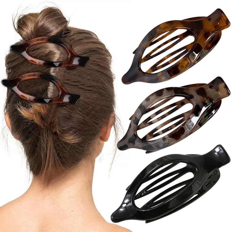 Frosted Plastic Oval Hairpins with Duck Beaks - Stylish Accessory for Long Hairs