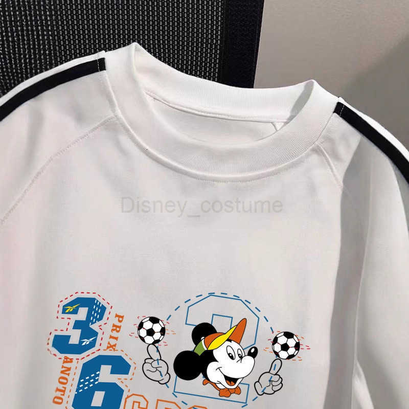 Disney Mickey Print Childrens Cotton Long Sleeve Top Autumn Winter Big Kids Versatile Three Stripes Sweatshirt Trendy H251124