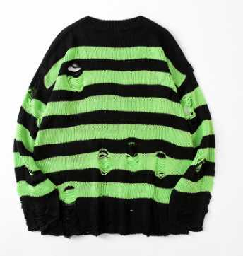 Cross-border couple perforated woolen sweater, Japanese style loose and laid-back trendy version, round-neck, multi-color men's sweater w250424