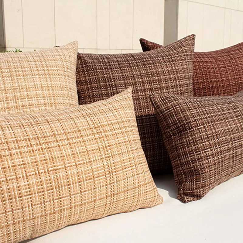 1/2PCS 45x45cm Outdoor Waterproof Throw Pillow Covers Farmhouse Water Resistant Cushion Covers for Tent Patio Garden Couch Khaki G251124