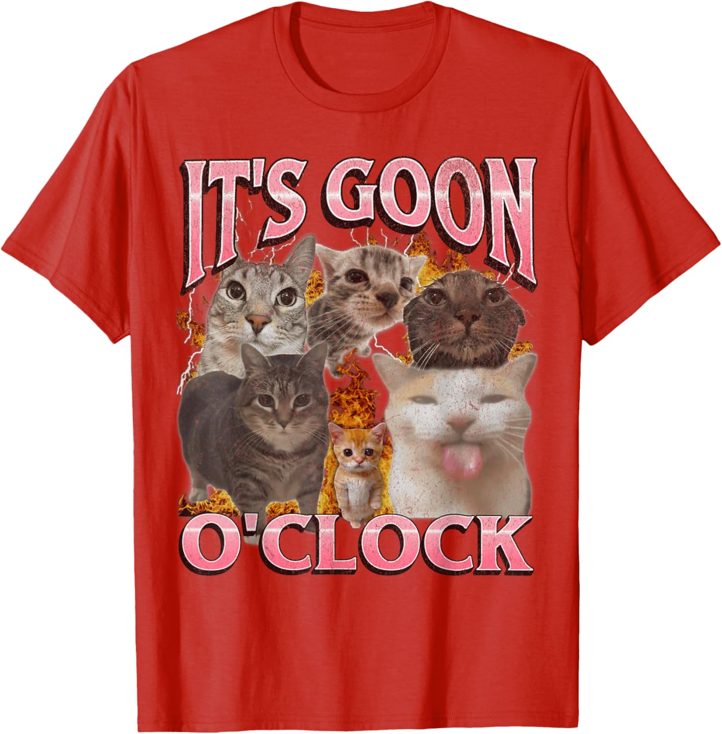 Gooning O'clock Funny Cat Meme Bootleg Graphic T-Shirt 100%Cotton Soft breathable comfortable casual sports Halloween and Christmas gifts Unisex 