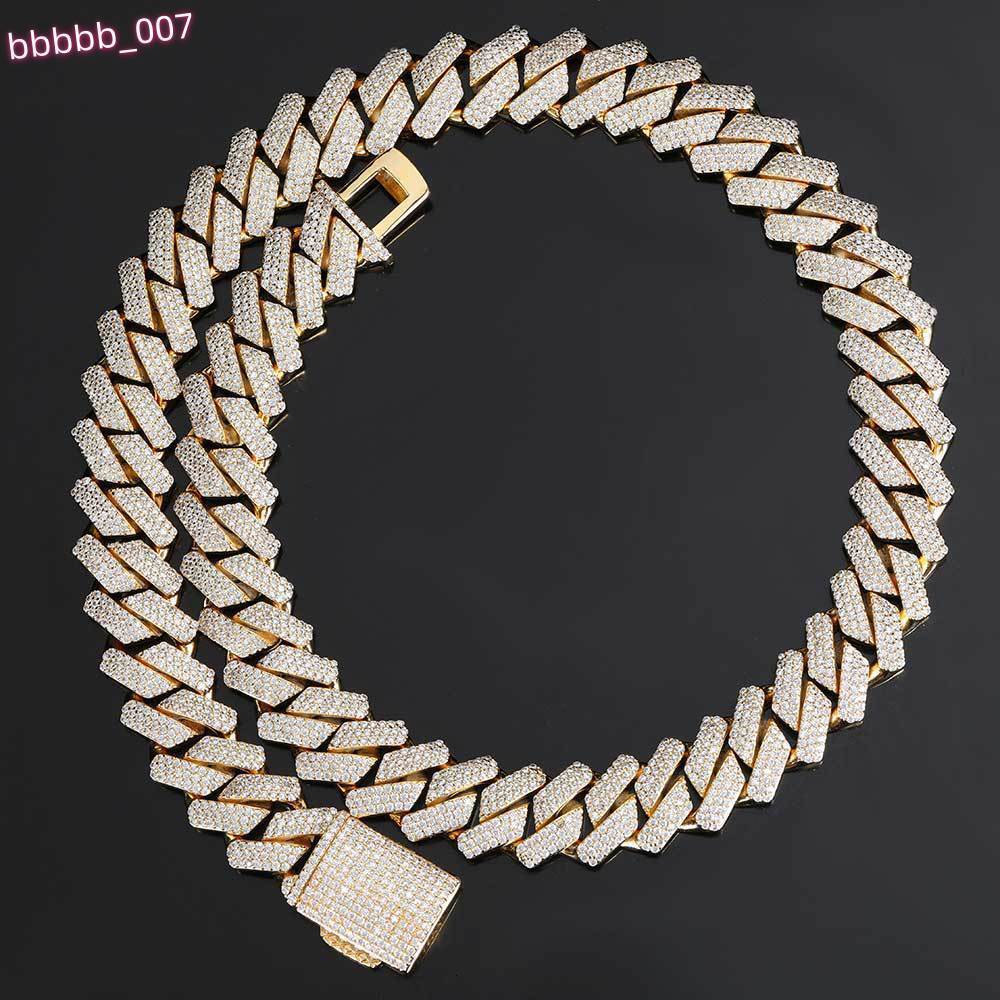 Hip Hop Jewelry 18mm Thick Cuban Link Diamond Necklace for Men Gold Plated Miami Cuban Chain Iced Out CZ Prong Cuban Link Chain