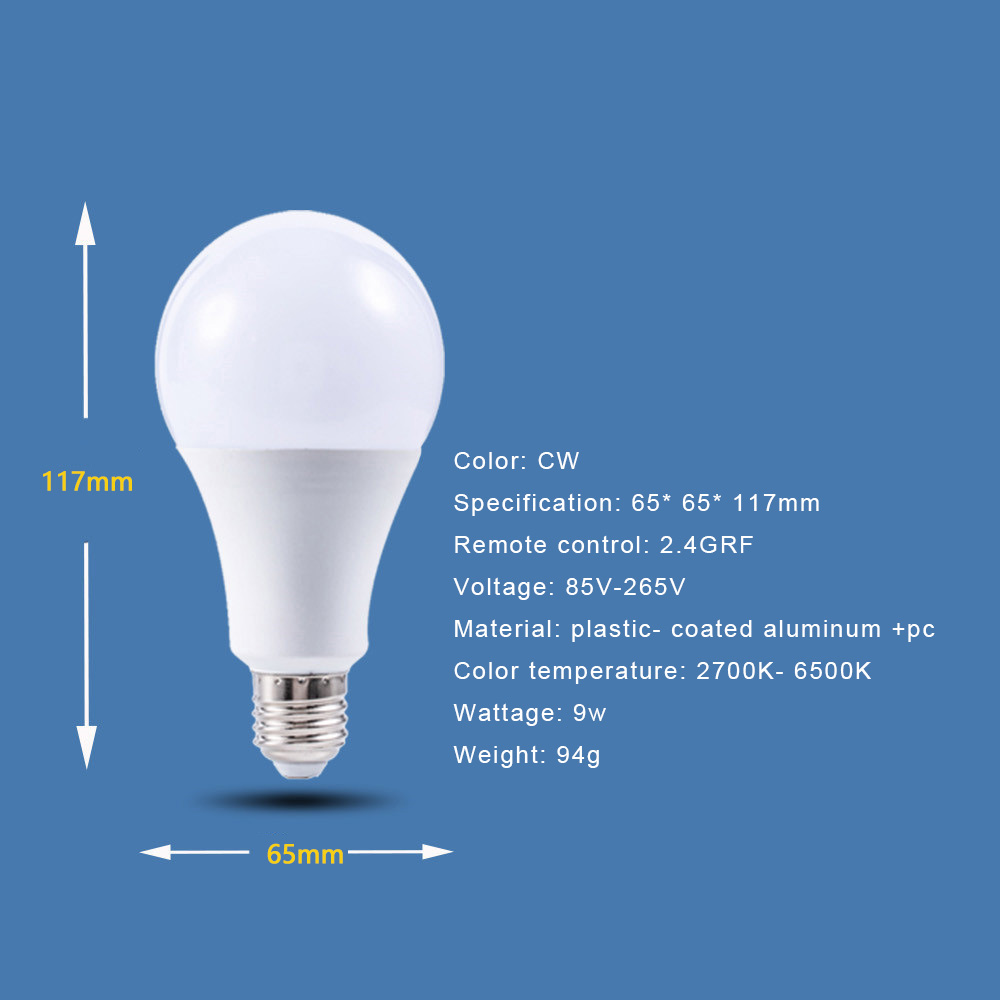 Bluetooth Remote Control LED Bulb - Compatible Socket for E26/E27 | Warm White (3000K) & Cool Daylight (6000K), Certified by CE.RHOS & UL