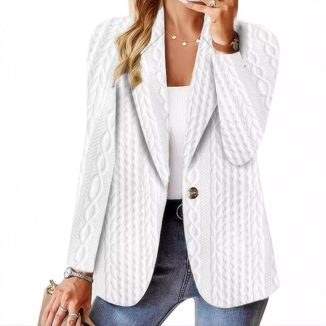 2024 autumn and winter fashion versatile solid color one button suit jacket for women