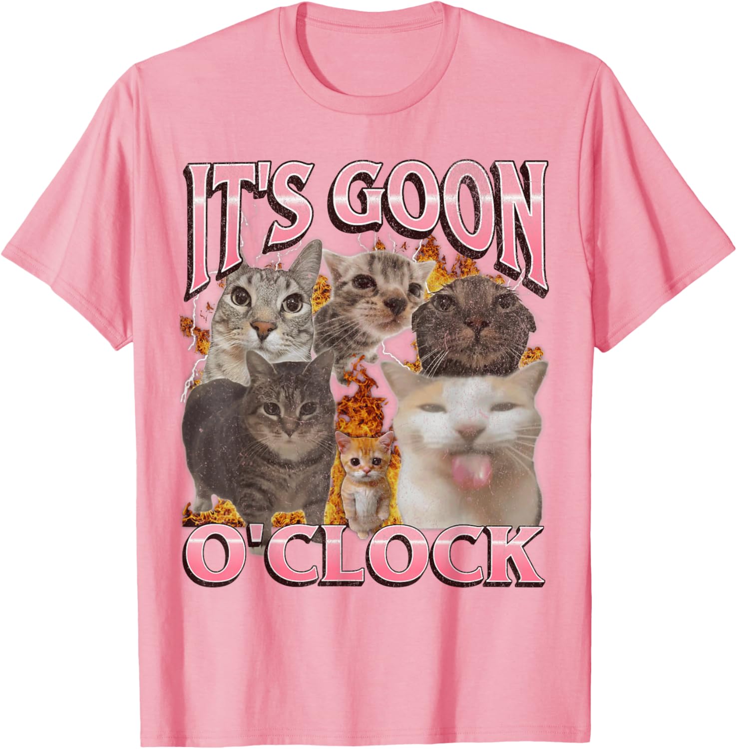 Gooning O'clock Funny Cat Meme Bootleg Graphic T-Shirt 100%Cotton Soft breathable comfortable casual sports Halloween and Christmas gifts Unisex 