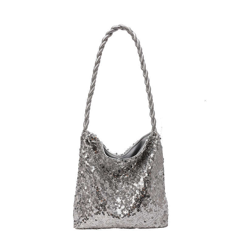 2025 Evening Package Spring New Glitter Decorative Fashion Single Shoulder Underarm Bucket Korean Edition Women's Bag