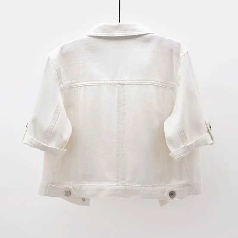Denim Jacket Women Short Sleeve Jean Jacket Woman Elastic Comfortable Denim Coat Chaqueta Vaquera Mujer Veste Jeans Femme J251124