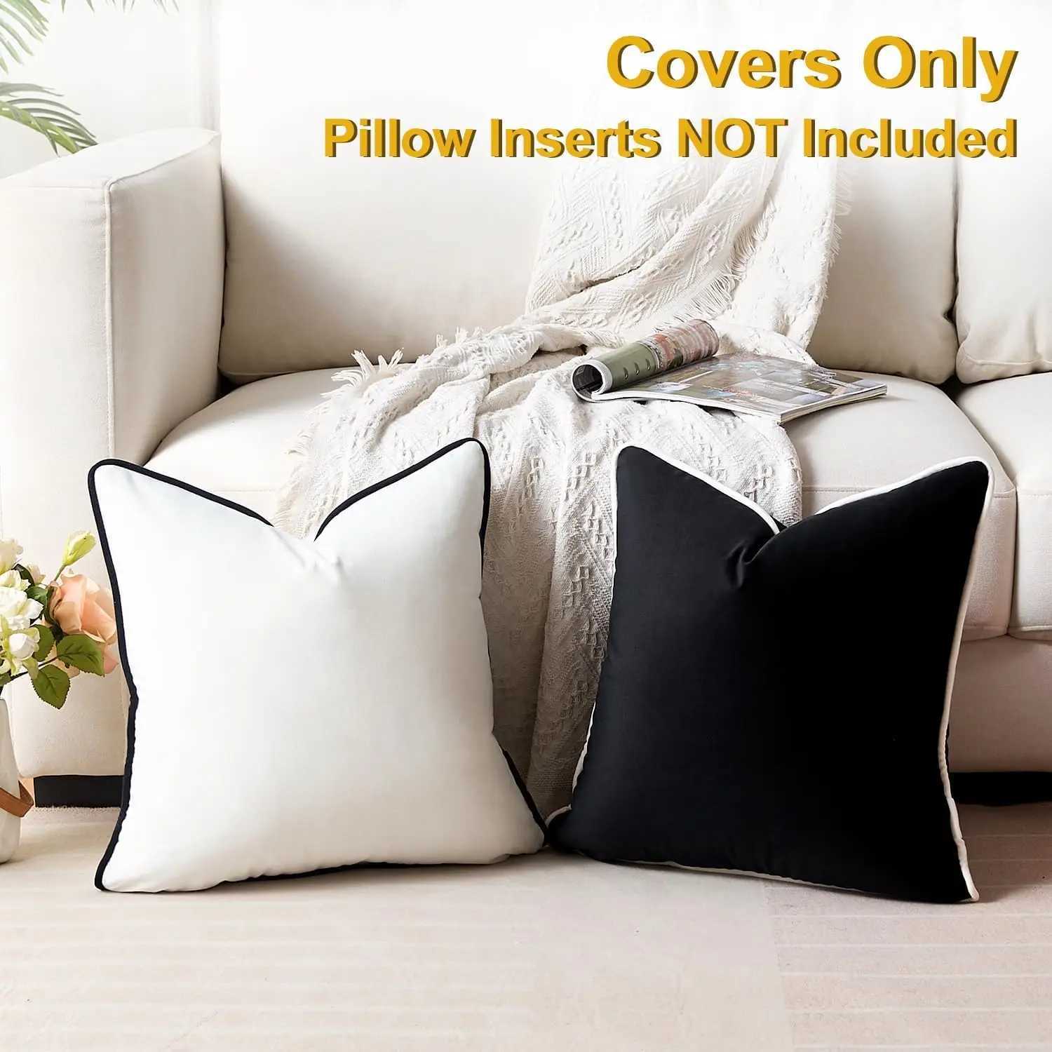 Black and White Gift Pillow Covers for Couch Throw Pillows Accent Home Decor Sofa Modern Decorative Neutral Velvet Cases for Bed G251124