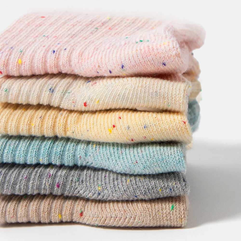 New Cotton Socks For Girls Knee High Rainbow Dot Ribbed Infants Long Tube Sock Anti-Slip Childrens Leg Warmers Boys Baby Socken G251124