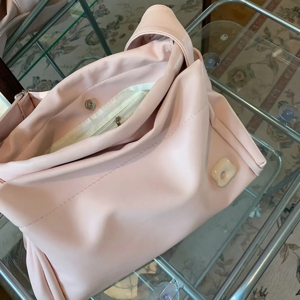 Simple PU Leather Shoulder Bag Large Capacity Solid Color Crossbody Bag Shopping Bag for Woman Girls R250424
