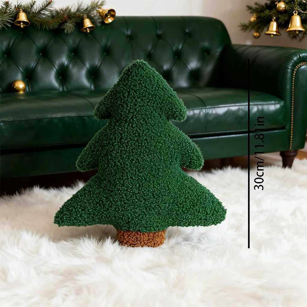 Home Decor Christmas Tree Pillow Festive Holiday Throw Cushion Soft Xmas Plush Sofa Bed Decorations Kids Cute Gifts 30 x 25 cm G251124