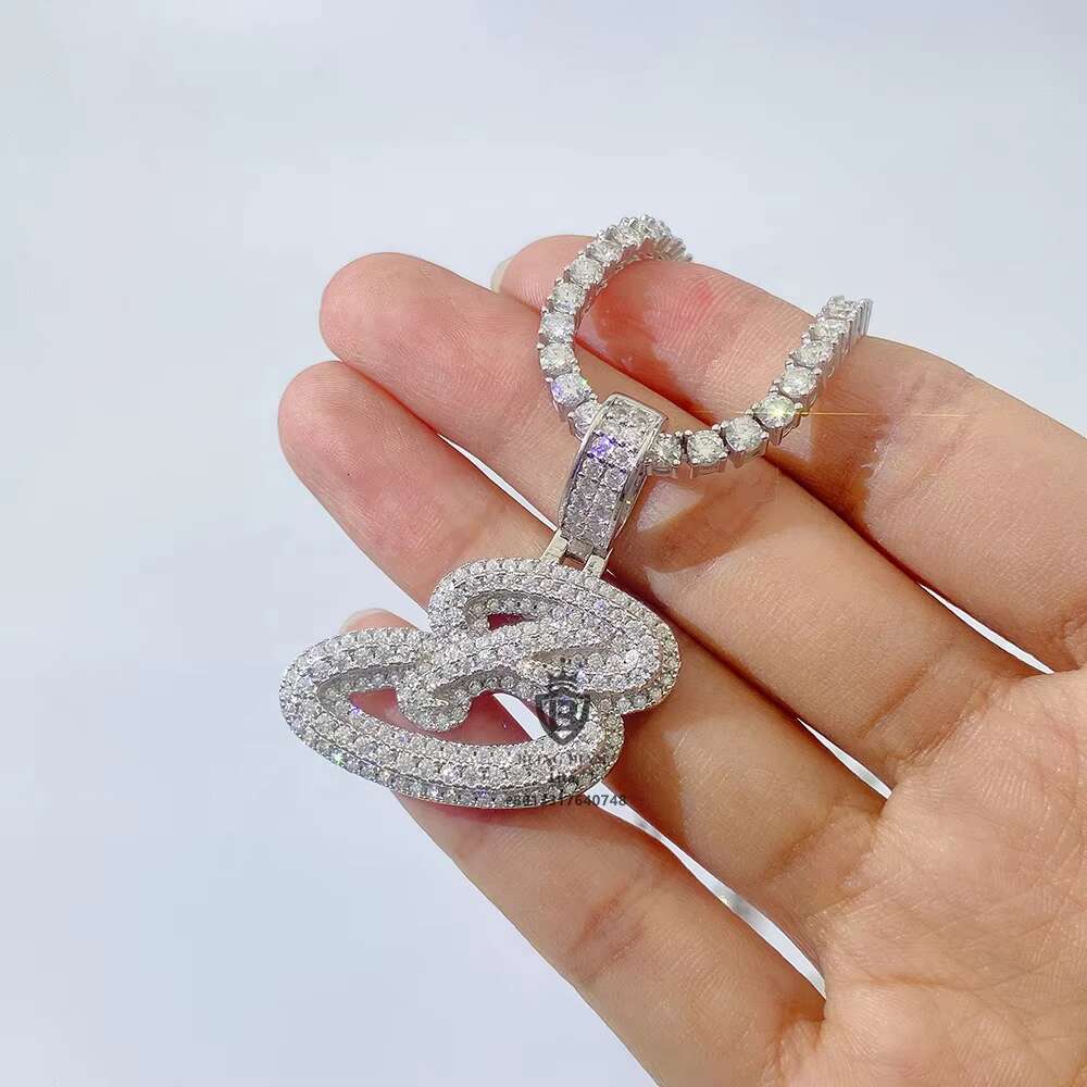 New Design Fashion Jewelry Iced Out a B C D Initial Moissanite Custom Pendant Letter Hip Hop Diamond Pendant
