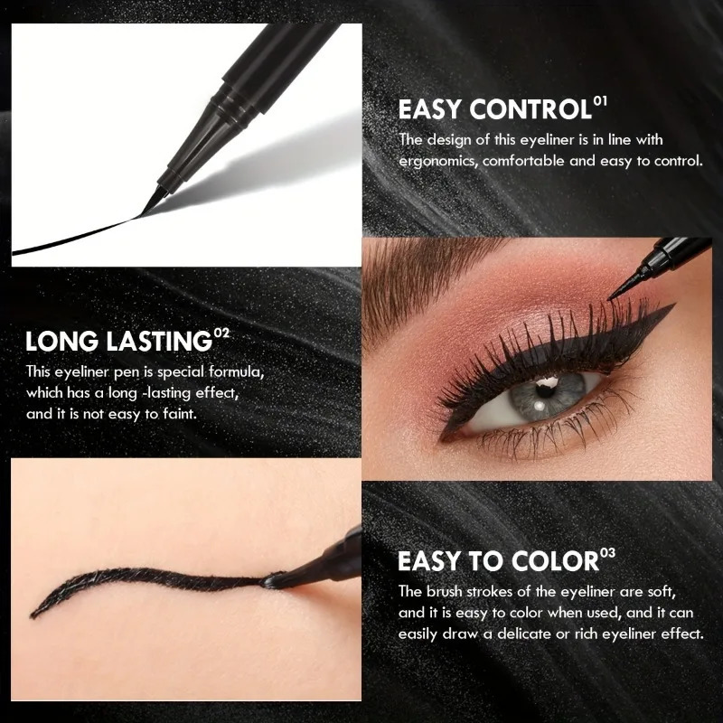 PECOLORS Precision Tip Liquid eyeliner anti stain and durable waterproof formula for professional eye makeup 250418