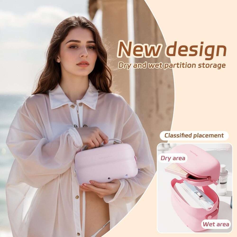 Makeup Women EVA Dry Wet Separation Large Capacity 2-in-1 Storage Bag Suitable for Beach Travel Outdoor Gym,pink