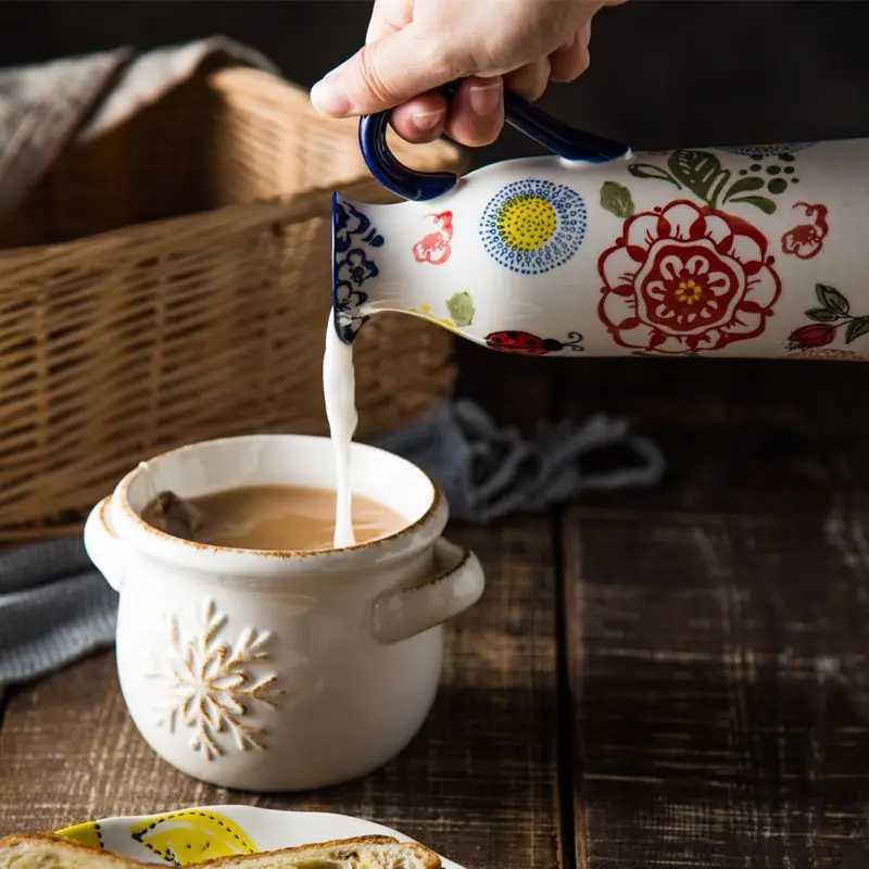 Ins Light Luxury Vintage Kettle Ceramic Vase Ornament Living Room Flower Arrangement Creative Milk Jug Flowers Seasoning Bottle C251124