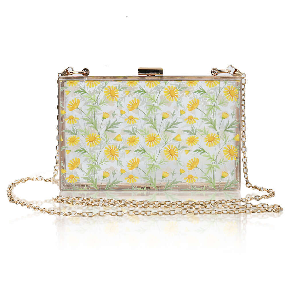 Dinner Bag New Acrylic Transparent Daisy Women S Casual Versatile Shoulder Party Dress Chain Banquet Bag KQ