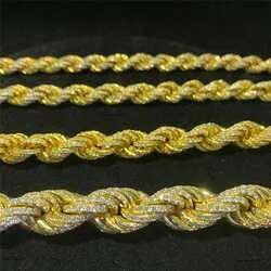 Twisted Moissanite S 10k 14k Solid Gold Hip Hop Men Jewelry Cuban Necklace Iced Out Vvs Dia Rope Chain Free delivery