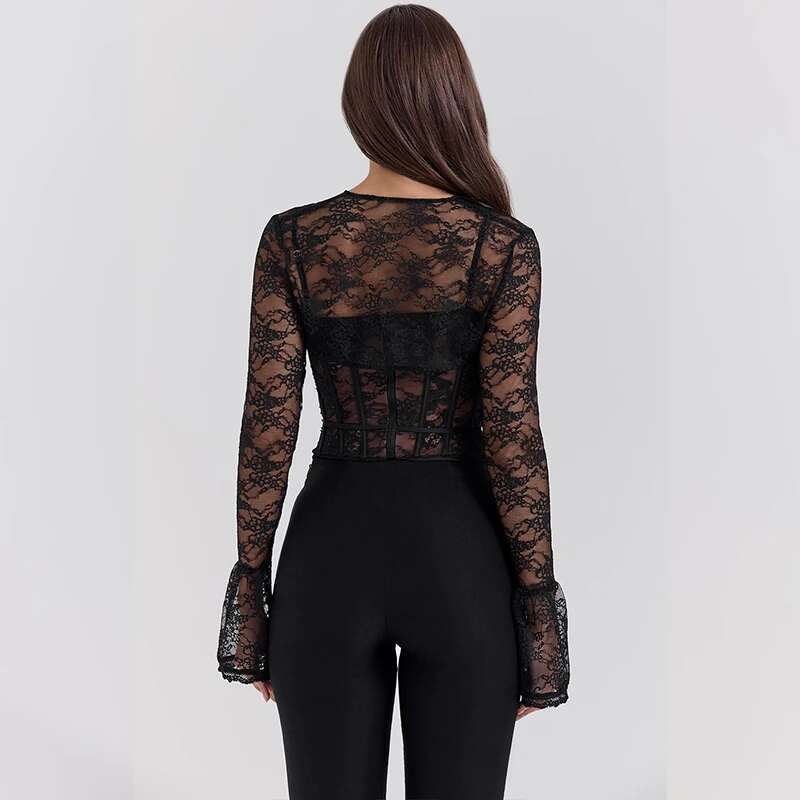 Dongdumaoyi Townlike Slim Bodycon Wrap Waist Lace Sexy Party Crop Women Corset Top Autumn Winter Streetwear With Ing Women S Tight Underwear