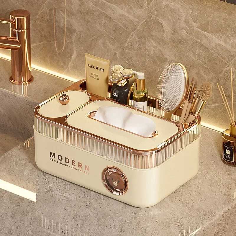 Luxury Cream Paper Towel Box Multi-Function Creative Home Living Room Tabletop Remote Controller Storage Drawer Box For ExtractaM251124