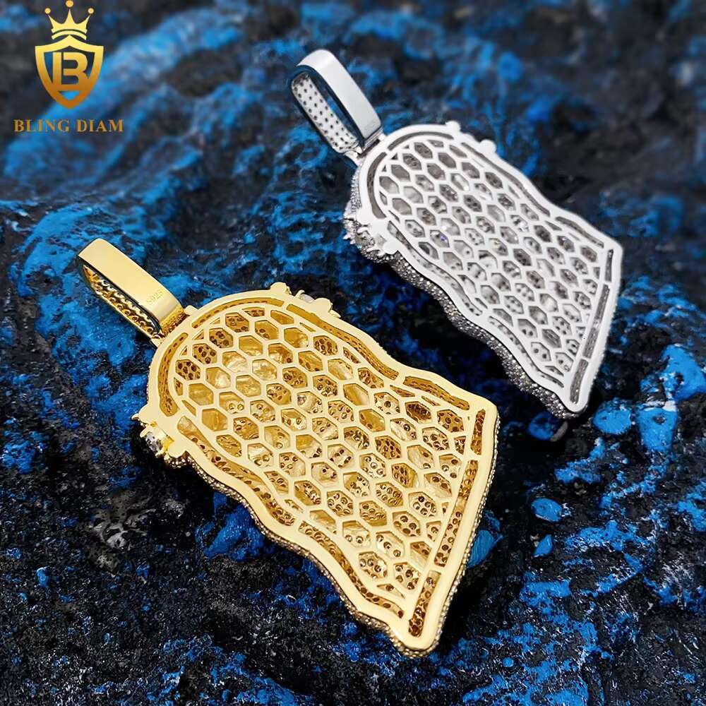 Iced Out Hip Hop Jewelry Jesus Head Pendant Diamond Vvs Moissanite 925 Sterling Silver Glod Plated Ready to Ship