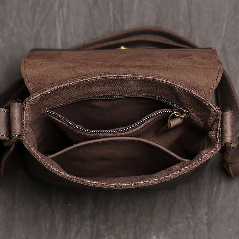 LUOKIR Vintage Crazy Horse Shoulder Simple Crossbody Genuine Leather Men's Large Capacity Ipad Bag