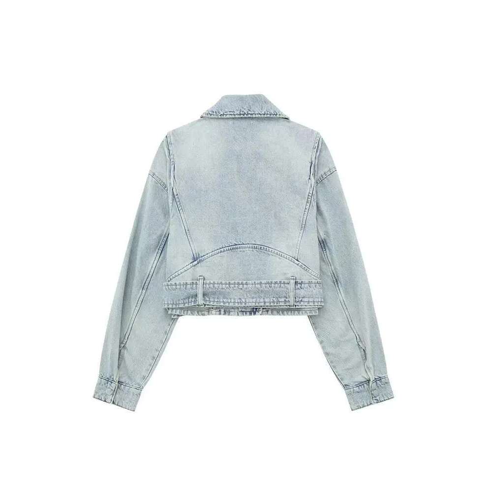 Designer Clothes Nlzgmsj Autumn Winter Denim Coat Lapel Long Sleeve Short Jackets Lady Chic Loose Streetwear Women Jacket