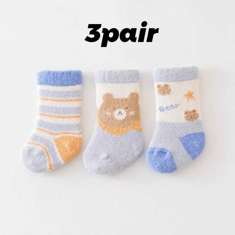 3 Pair Childrens Socks Winter Thick Warm Socks Cute Soft Mid Tube Socks Autumn Socks Baby Floor Socks G251124
