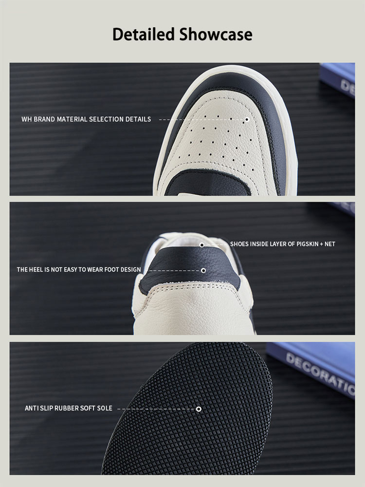Head layer cowhide shoes men's shoes 2025 new fashion casual sneakers men's leather thick bottom men's black and white plate shoes