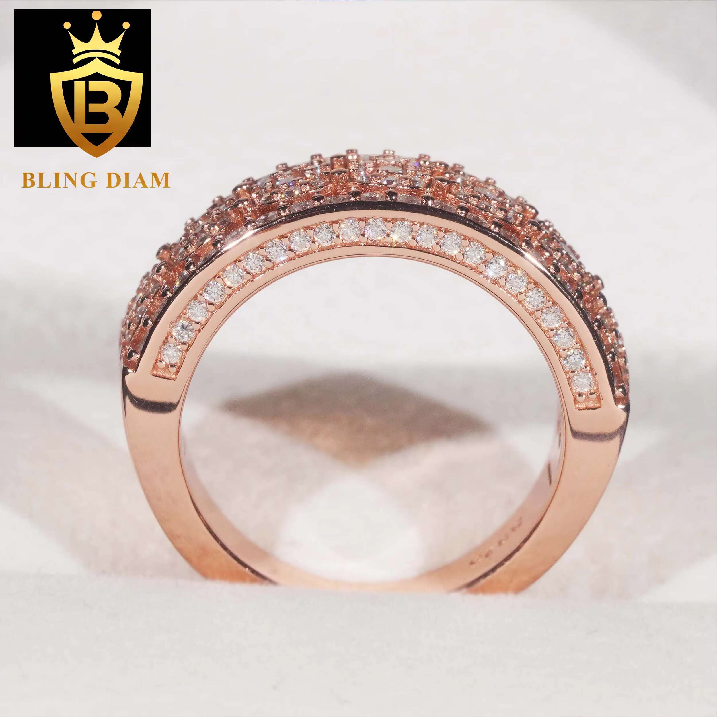 Fine Jewelry Luxury 925 Sterling Silver Rings Vvs Moissanite Hip Hop Custom Iced Out Ring