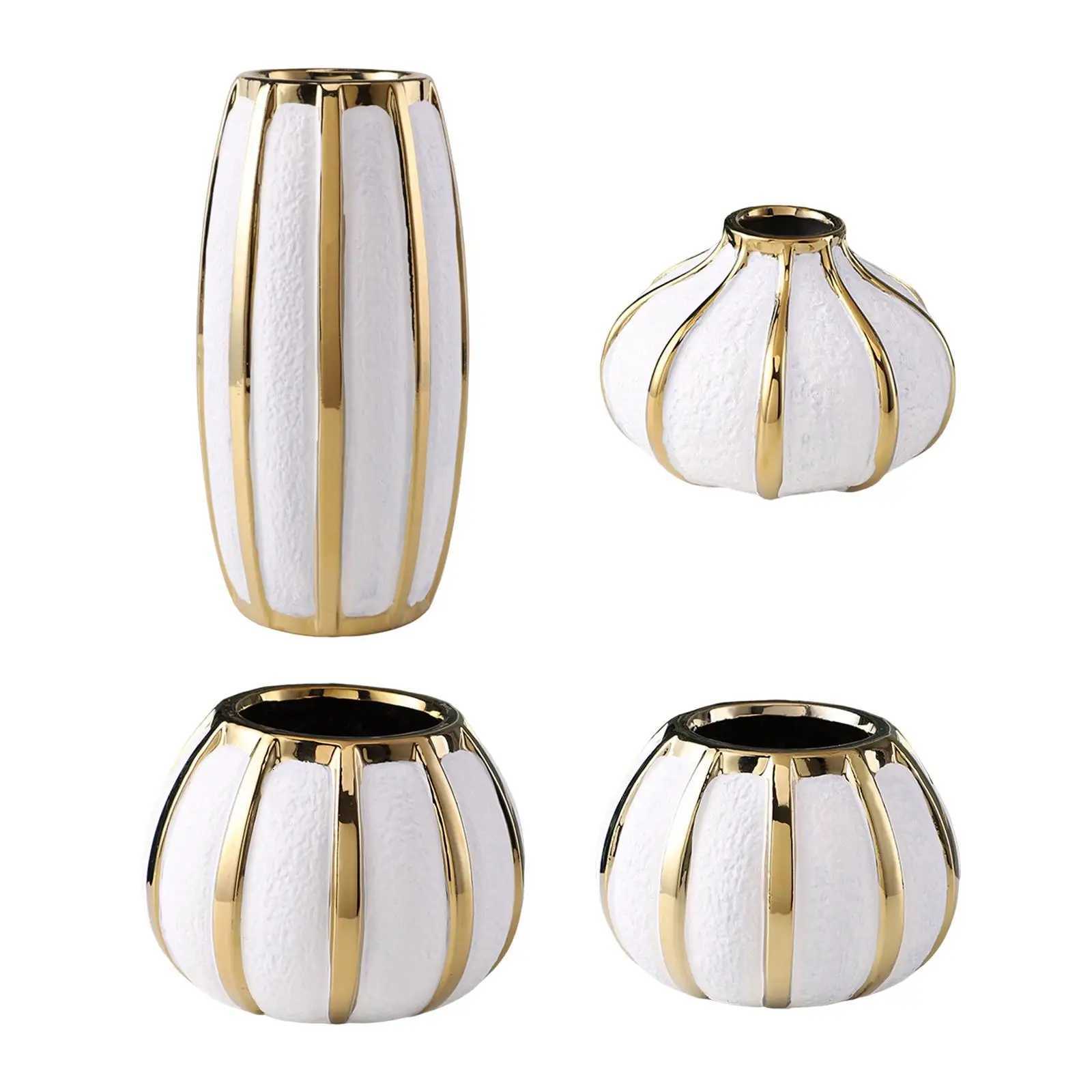 Light Luxury Vase Decoration Ceramic Vase White Gold Painted Ceramic Flower Pot Tabletop Vase For Wedding Dining Room C251124