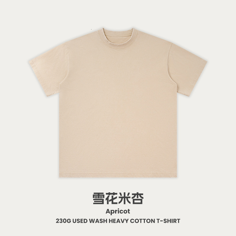 230G Washed Worn Short Sleeved T-Shirt Made Of Pure Cotton With Half Sleeves And Oversized Top For Men's Summer