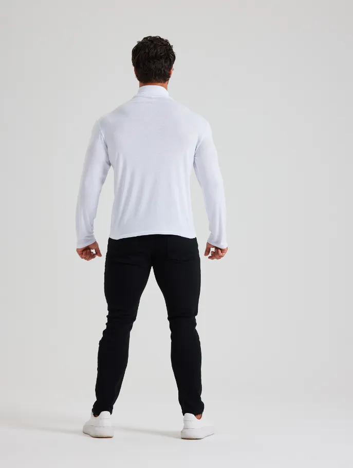 Designer Men's T-Shirts Cotton Spandex Material LARGE Elastic Turtleneck Pullover Sweaters Slim Fit Long Sleeve Knitted Casual shirts Clearance S